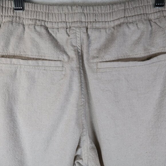 ZARA Linen Blend Joggers Pants High Rise Size Medium Pockets Elastic Drawstring - Picture 4 of 7